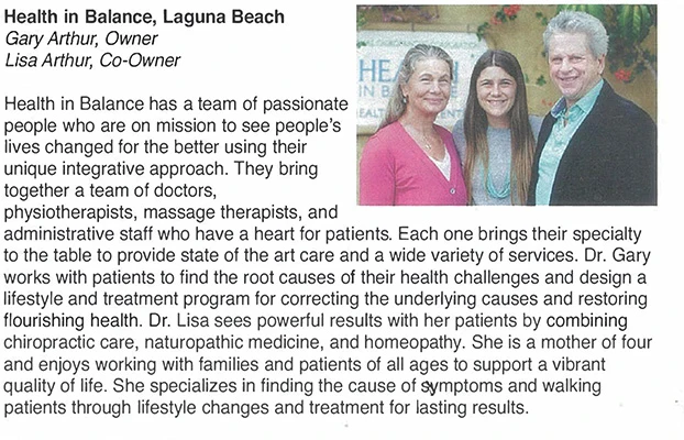 Chiropractic Laguna Beach CA Family Owned Business Award Nominee